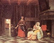 HOOCH, Pieter de Suckling Mother and Maid s china oil painting reproduction